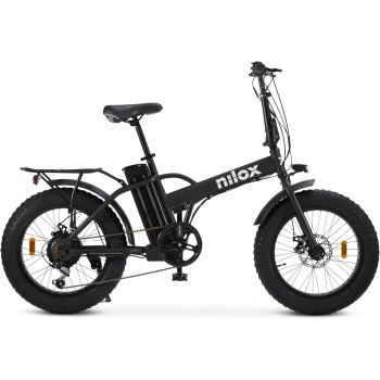 Nilox, Ebike X5 Pro, Bici Elettrica, Fino a 60 km di Autonomia, Fino a 25 Km/h, Motore da 36 V/250 W e Batteria Removibile 36 V-10 Ah, Gomme FAT 20" x 4", Cambio a 6 Velocità