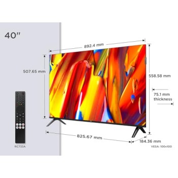 TCL 40V5C TV LED Direct QLED FHD Smart da 40'' con Android TV e HDR - Compatibile con Google Cast e Google Home, design sottile, 2025 - 40 pollici