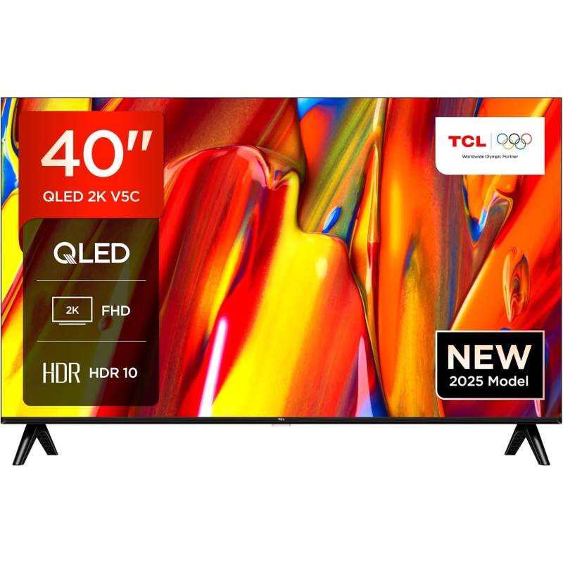 TCL 40V5C TV LED Direct QLED FHD Smart da 40'' con Android TV e HDR - Compatibile con Google Cast e Google Home, design sottile, 2025 - 40 pollici