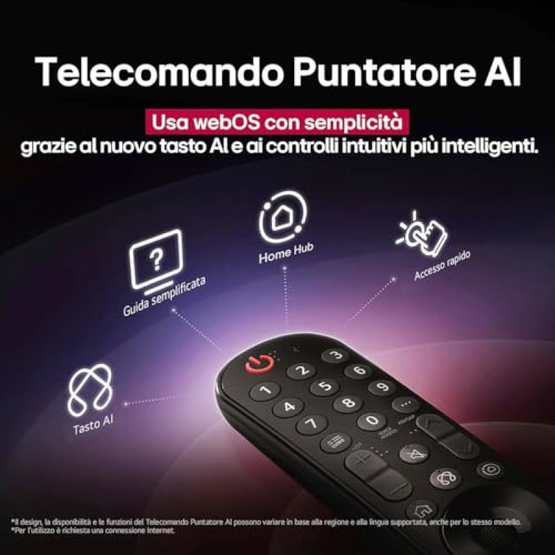 LG OLED evo AI G5 TV 55 pollici, Smart TV 4K, Base da appoggio inclusa, Processore α11 Gen2, Brightness Booster Ultimate, webOS con AI, Dolby Vision e Atmos, VRR e GSYNC 4K@165Hz, OLED55G56LS 2025 - 55"