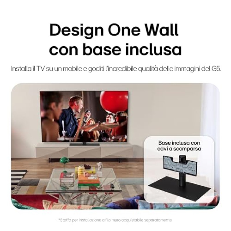 LG OLED evo AI G5 TV 55 pollici, Smart TV 4K, Base da appoggio inclusa, Processore α11 Gen2, Brightness Booster Ultimate, webOS con AI, Dolby Vision e Atmos, VRR e GSYNC 4K@165Hz, OLED55G56LS 2025 - 55"