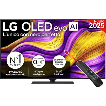 LG OLED evo AI G5 TV 55 pollici, Smart TV 4K, Base da appoggio inclusa, Processore α11 Gen2, Brightness Booster Ultimate, webOS con AI, Dolby Vision e Atmos, VRR e GSYNC 4K@165Hz, OLED55G56LS 2025 - 55"
