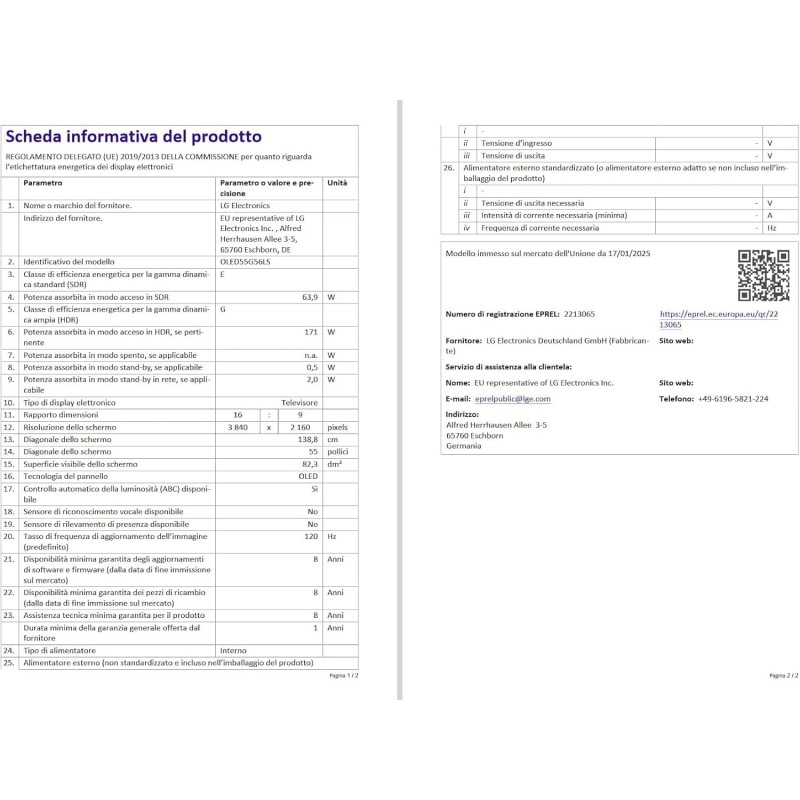 LG OLED evo AI G5 TV 65 pollici, Smart TV 4K, Base da appoggio inclusa, Processore α11 Gen2, Brightness Booster Ultimate, webOS con AI, Dolby Vision e Atmos, VRR e GSYNC 4K@165Hz, OLED65G56LS 2025 - 65" LG OLED evo AI G5 TV 65 pollici, Smart TV 4K, Base da appoggio inclusa, Processore α11 Gen2, Brightness Booster Ultimate, webOS con AI, Dolby Vision e Atmos, VRR e GSYNC 4K@165Hz, OLED65G56LS 2025 - 65"