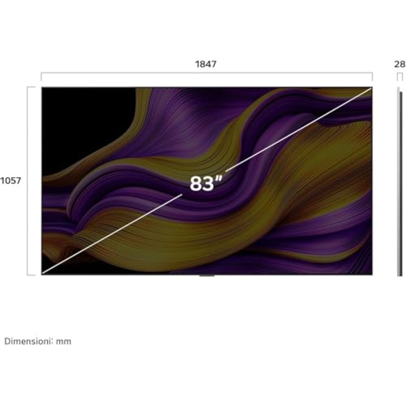 LG OLED evo AI G5 TV 83 pollici, Smart TV 4K, Staffa a muro inclusa, Processore α11 Gen2, Brightness Booster Ultimate, webOS con AI, Dolby Vision e Atmos, VRR e GSYNC 4K@165Hz, OLED83G54LW 2025 - 83"