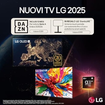 LG OLED evo AI G5 TV 83 pollici, Smart TV 4K, Staffa a muro inclusa, Processore α11 Gen2, Brightness Booster Ultimate, webOS con AI, Dolby Vision e Atmos, VRR e GSYNC 4K@165Hz, OLED83G54LW 2025 - 83"