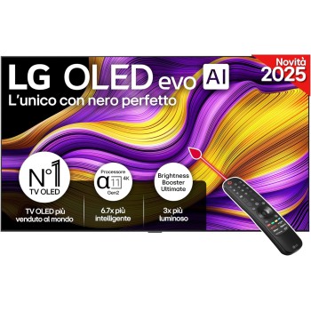 LG OLED evo AI G5 TV 83 pollici, Smart TV 4K, Staffa a muro inclusa, Processore α11 Gen2, Brightness Booster Ultimate, webOS con AI, Dolby Vision e Atmos, VRR e GSYNC 4K@165Hz, OLED83G54LW 2025 - 83"