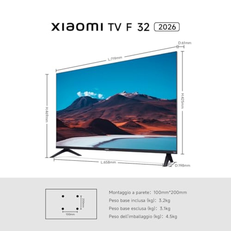XIAOMI TV F 32, 32 pollici (81 cm), HD, Smart TV, Fire TV,Triple Tuner DVB-C/S/S2/T/T2, Dolby Audio, DTS Virtual:X, DTS-HD, Controllo Vocale Alexa, Compatibile con Apple AirPlay - 32" XIAOMI TV F 32, 32 pollici (81 cm), HD, Smart TV, Fire TV,Triple Tuner DVB-C/S/S2/T/T2, Dolby Audio, DTS Virtual:X, DTS-HD, Controllo Vocale Alexa, Compatibile con Apple AirPlay - 32"