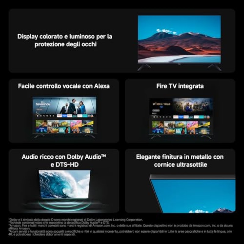XIAOMI TV F 32, 32 pollici (81 cm), HD, Smart TV, Fire TV,Triple Tuner DVB-C/S/S2/T/T2, Dolby Audio, DTS Virtual:X, DTS-HD, Controllo Vocale Alexa, Compatibile con Apple AirPlay - 32" XIAOMI TV F 32, 32 pollici (81 cm), HD, Smart TV, Fire TV,Triple Tuner DVB-C/S/S2/T/T2, Dolby Audio, DTS Virtual:X, DTS-HD, Controllo Vocale Alexa, Compatibile con Apple AirPlay - 32"