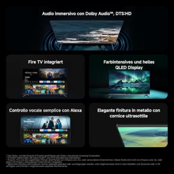 XIAOMI TV F Pro 32, 32 pollici (81 cm), QLED, Smart TV, Fire TV, Triple Tuner DVB-C/S/S2/T/T2,Dolby Audio, DTS Virtual:X, DTS-HD, Controllo Vocale Alexa, Compatibile con Apple AirPlay - 32"