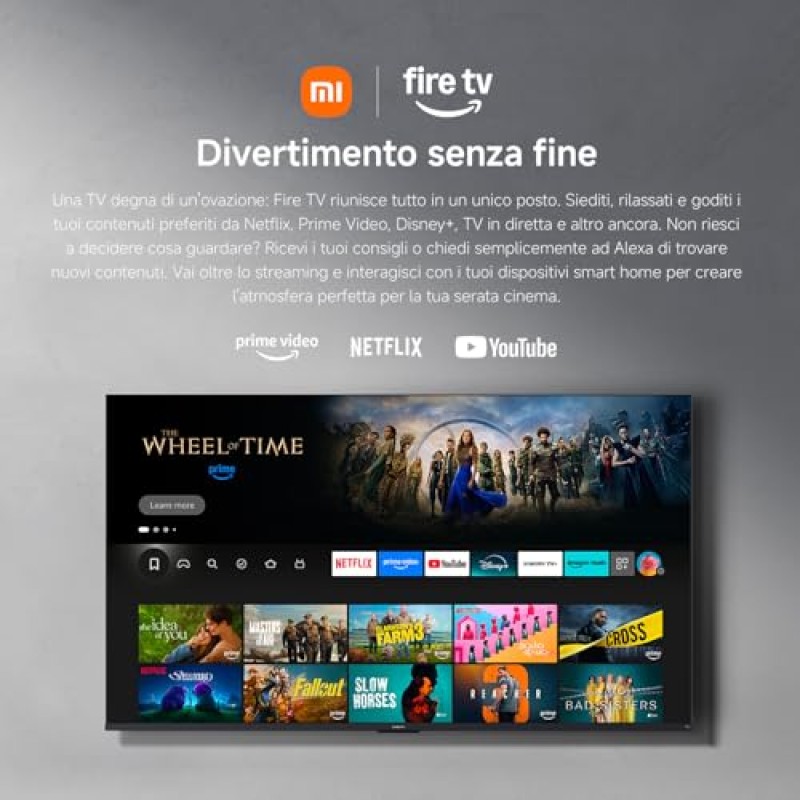 XIAOMI TV F Pro 32, 32 pollici (81 cm), QLED, Smart TV, Fire TV, Triple Tuner DVB-C/S/S2/T/T2,Dolby Audio, DTS Virtual:X, DTS-HD, Controllo Vocale Alexa, Compatibile con Apple AirPlay - 32"