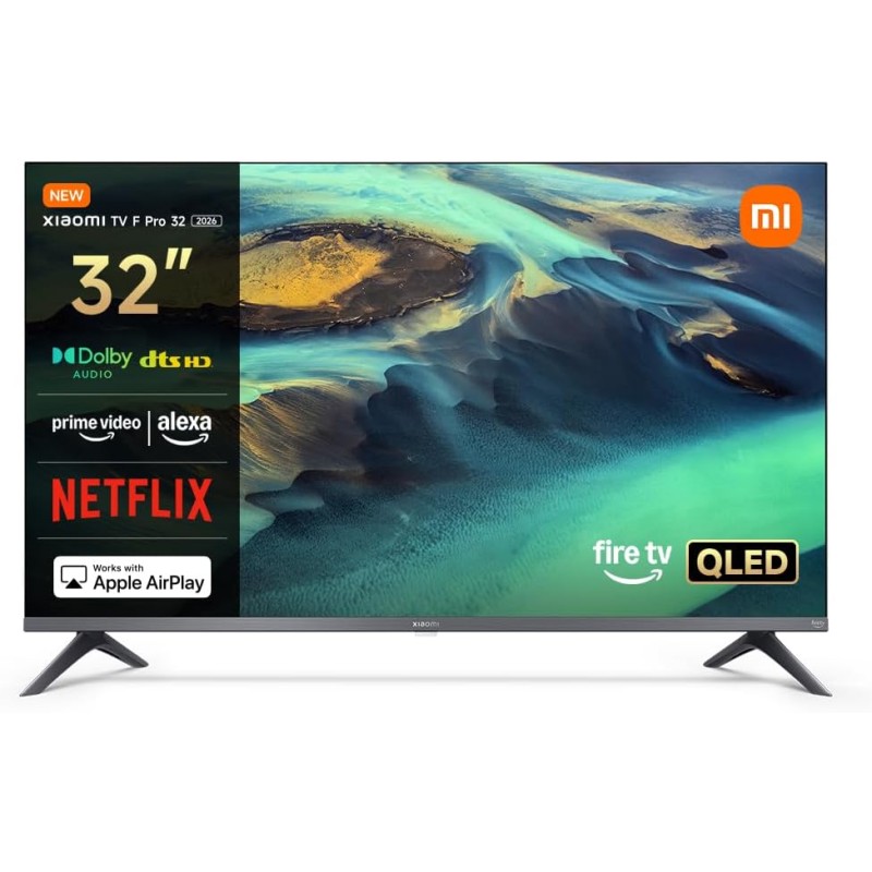 XIAOMI TV F Pro 32, 32 pollici (81 cm), QLED, Smart TV, Fire TV, Triple Tuner DVB-C/S/S2/T/T2,Dolby Audio, DTS Virtual:X, DTS-HD, Controllo Vocale Alexa, Compatibile con Apple AirPlay - 32"