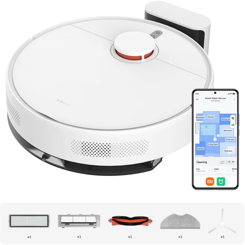 XIAOMI S40C Robot aspirapolvere con lavaggio, 5000 Pa, controllo App | Navigazione LDS, contenitore 520 ml, serbatoio 260 ml, 3 livelli flusso, 4 modalità XIAOMI S40C Robot aspirapolvere con lavaggio, 5000 Pa, controllo App | Navigazione LDS, contenitore 520 ml, serbatoio 260 ml, 3 livelli flusso, 4 modalità