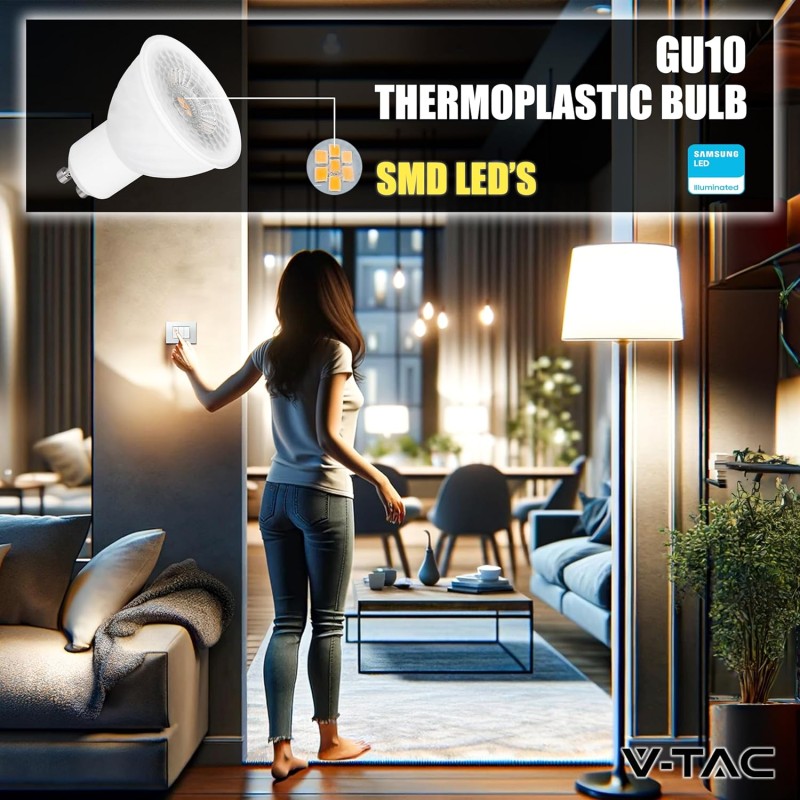 V-TAC 3x Lampadine LED GU10 6W (Equivalenti a 60W) - Chip SAMSUNG - 445 Lumen - Alta Luminosità - Faretto Led GU10 per Massima Efficienza e Risparmio Energetico - Lampadina Luce Fredda 6400K - Luce Fredda V-TAC 3x Lampadine LED GU10 6W (Equivalenti a 60W) - Chip SAMSUNG - 445 Lumen - Alta Luminosità - Faretto Led GU10 per Massima Efficienza e Risparmio Energetico - Lampadina Luce Fredda 6400K - Luce Fredda
