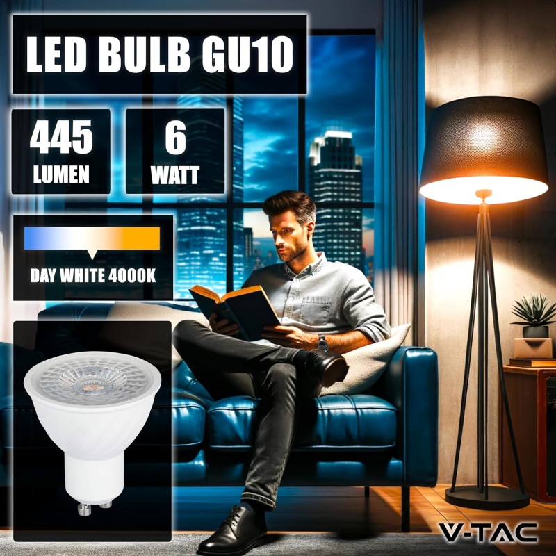 V-TAC 3x Lampadine LED GU10 6W (Equivalenti a 60W) - Chip SAMSUNG - 445 Lumen - Alta Luminosità - Faretto Led GU10 per Massima Efficienza e Risparmio Energetico - Lampadina Luce Fredda 6400K - Luce Fredda V-TAC 3x Lampadine LED GU10 6W (Equivalenti a 60W) - Chip SAMSUNG - 445 Lumen - Alta Luminosità - Faretto Led GU10 per Massima Efficienza e Risparmio Energetico - Lampadina Luce Fredda 6400K - Luce Fredda