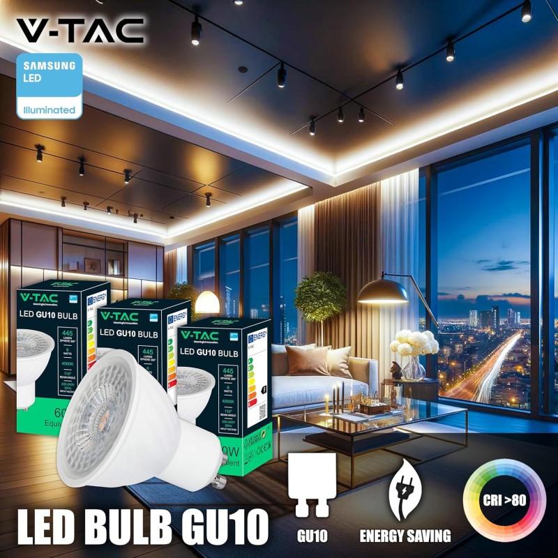 V-TAC 3x Lampadine LED GU10 6W (Equivalenti a 60W) - Chip SAMSUNG - 445 Lumen - Alta Luminosità - Faretto Led GU10 per Massima Efficienza e Risparmio Energetico - Lampadina Luce Fredda 6400K - Luce Fredda V-TAC 3x Lampadine LED GU10 6W (Equivalenti a 60W) - Chip SAMSUNG - 445 Lumen - Alta Luminosità - Faretto Led GU10 per Massima Efficienza e Risparmio Energetico - Lampadina Luce Fredda 6400K - Luce Fredda