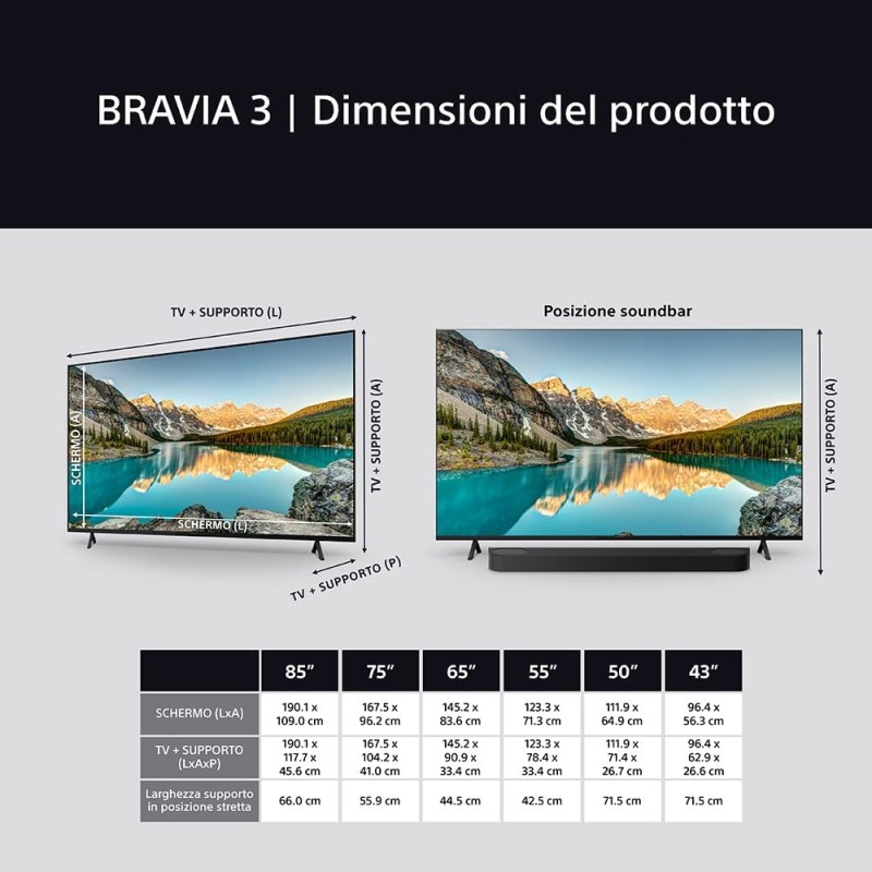 Sony BRAVIA 3 - Direct LED | Altoparlante X-Balanced | Dolby Vision/Atmos | IMAX Enhanced | Google TV (2025) | Google Cast | Apple AirPlay 2| Eco Dashboard 2 | Game Menu 2-43pollici - 43 Inch Sony BRAVIA 3 - Direct LED | Altoparlante X-Balanced | Dolby Vision/Atmos | IMAX Enhanced | Google TV (2025) | Google Cast | Apple AirPlay 2| Eco Dashboard 2 | Game Menu 2-43pollici - 43 Inch