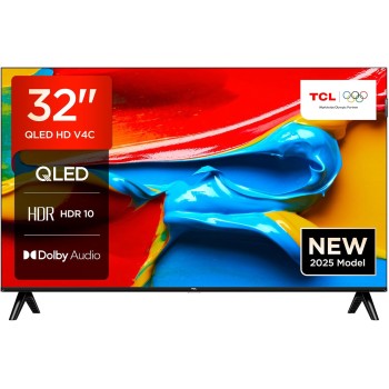 TCL TV 32V4C - 32'' HD Smart QLED Direct LED con Android TV e HDR - Compatibile con Google Cast e Google Home, Design Delgado, 2025 V4C - 32 pollici