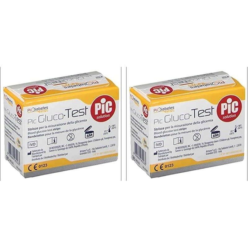 Pic Solution Pic GlucoTest - Strisce Per La Misurazione Della Glicemia 50 Pezzi (Confezione da 2) - 50 unità (Confezione da 2)