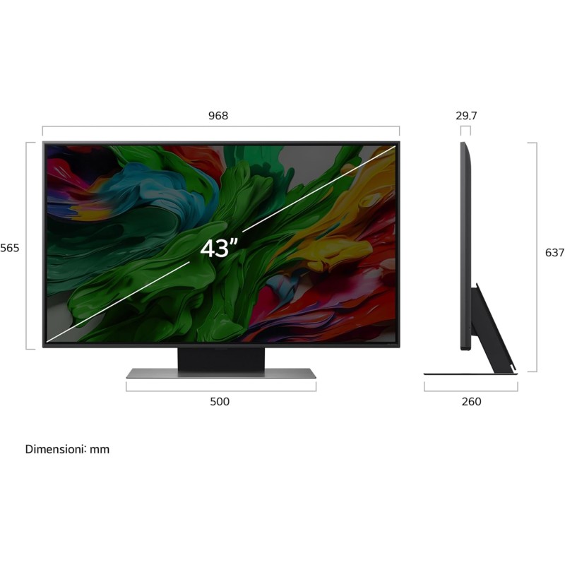 LG QNED evo AI QNED86 43 pollici, Smart TV 4K, Processore α7 Gen8, Dynamic QNED Color, Local Dimming, webOS con AI e telecomando puntatore AI, Gaming con VRR 4K@60Hz, 43QNED86A6C 2025 - 43" LG QNED evo AI QNED86 43 pollici, Smart TV 4K, Processore α7 Gen8, Dynamic QNED Color, Local Dimming, webOS con AI e telecomando puntatore AI, Gaming con VRR 4K@60Hz, 43QNED86A6C 2025 - 43"
