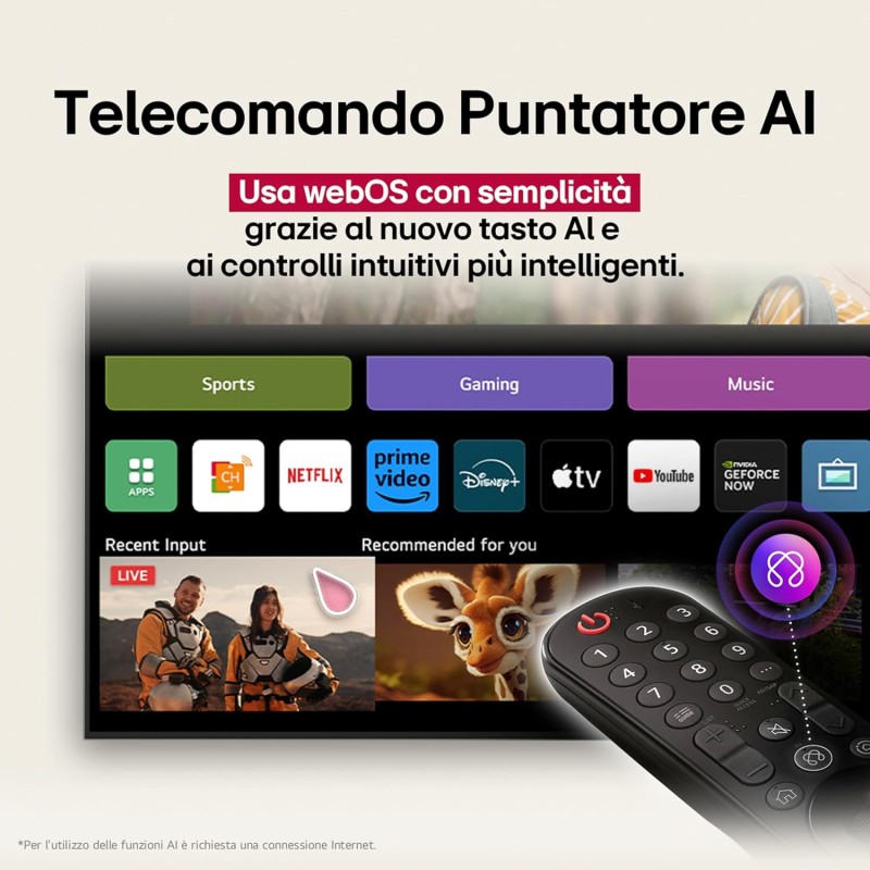 LG QNED evo AI QNED86 43 pollici, Smart TV 4K, Processore α7 Gen8, Dynamic QNED Color, Local Dimming, webOS con AI e telecomando puntatore AI, Gaming con VRR 4K@60Hz, 43QNED86A6C 2025 - 43" LG QNED evo AI QNED86 43 pollici, Smart TV 4K, Processore α7 Gen8, Dynamic QNED Color, Local Dimming, webOS con AI e telecomando puntatore AI, Gaming con VRR 4K@60Hz, 43QNED86A6C 2025 - 43"