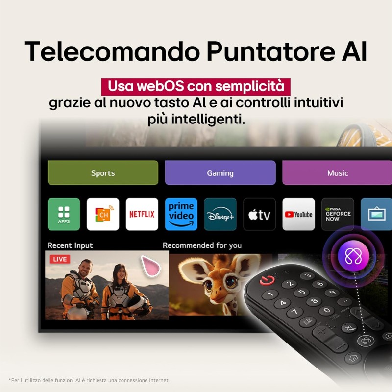 LG NanoCell AI NANO80 55 pollici, Smart TV 4K, Processore α7 Gen8, Tecnologia NanoCell, webOS con AI e telecomando puntatore AI, Filmmaker mode, Gaming con VRR 4K@60Hz, 55NANO80A6B 2025 - 55" LG NanoCell AI NANO80 55 pollici, Smart TV 4K, Processore α7 Gen8, Tecnologia NanoCell, webOS con AI e telecomando puntatore AI, Filmmaker mode, Gaming con VRR 4K@60Hz, 55NANO80A6B 2025 - 55"