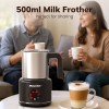 Montalatte Elettrico, Morpilot Milk Frother in Acciaio Inossidabile, 6 in 1 Funzione, Capacità 250ml Cappuccino o 500 ml Latte Caldo, Design Diviso, Nero - 250ml Nero-s