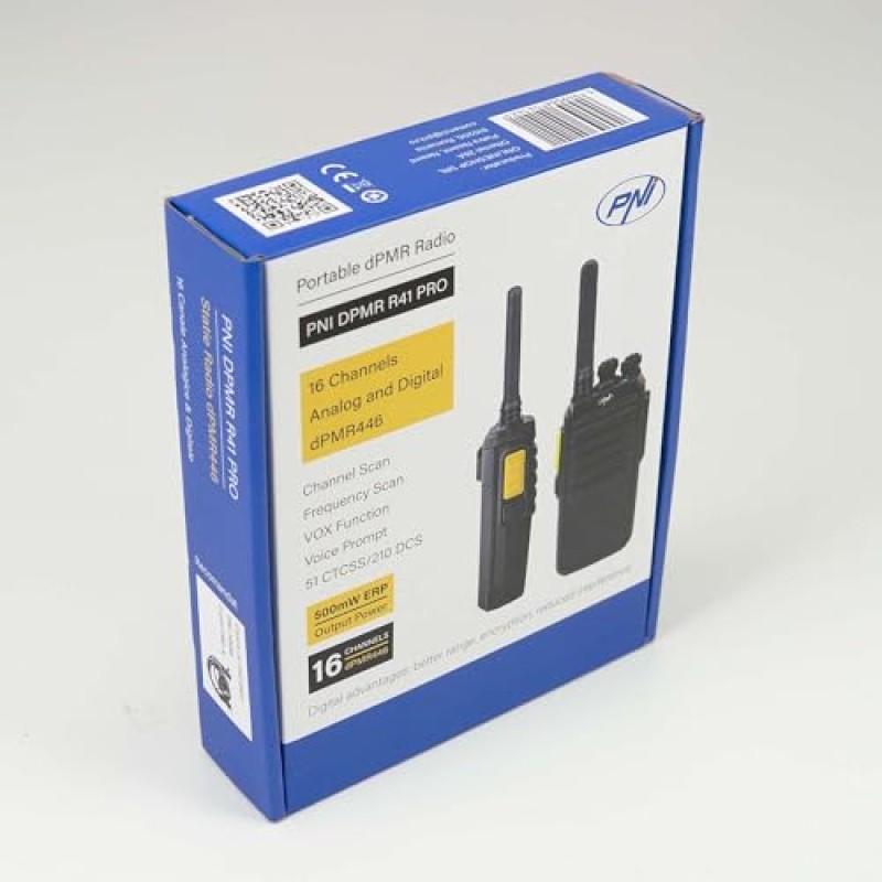 Stazione radio portatile PNI DPMR R41 PRO 0.5W, 16CH, VOX, programmabile, 1500mAh, cuffie con microfono incluso