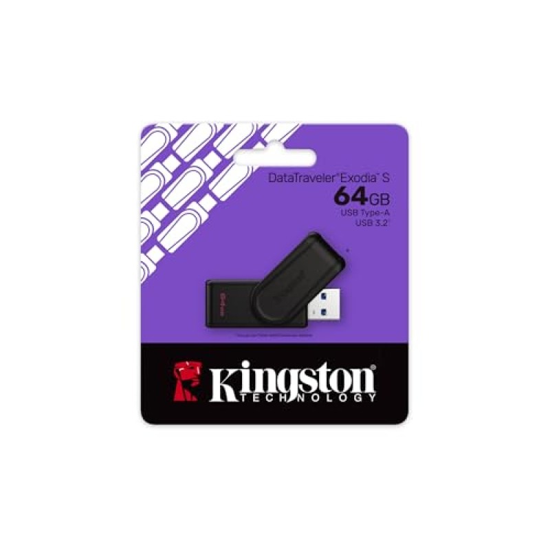 Kingston DataTraveler Exodia S Drive Flash USB - 64GB - USB 3.2 Gen 1 - USB Type A - Nero/Nero - DTXS/64GB - 64GB Nero/Nero