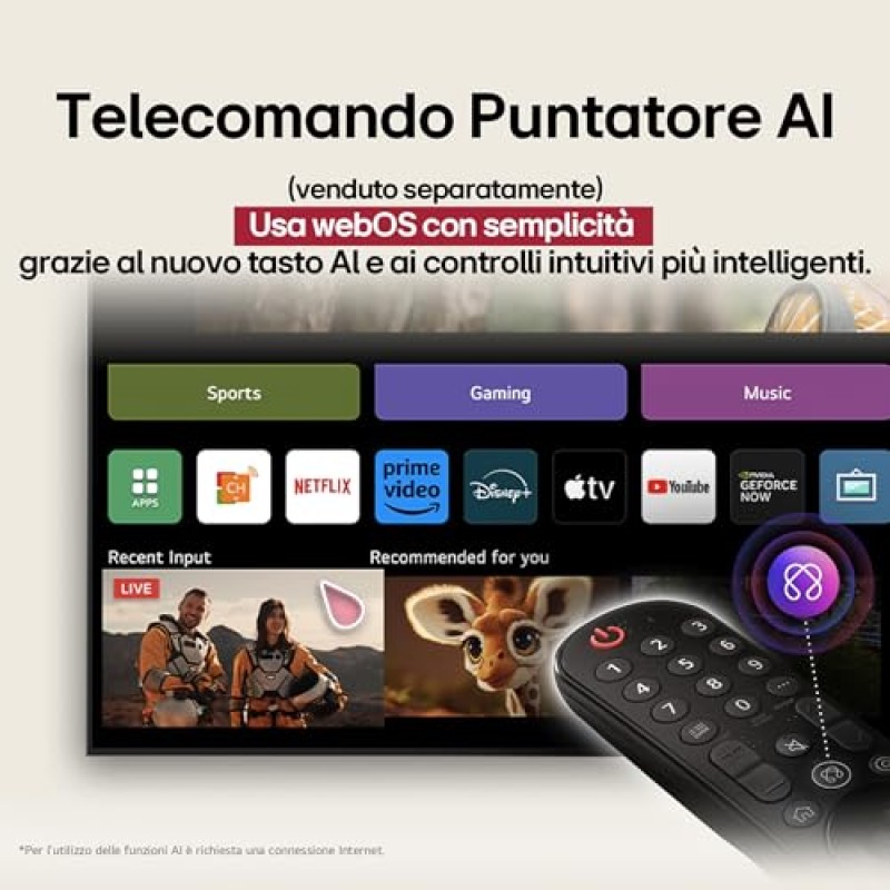 LG webOS UHD AI UA75 TV 50 pollici, Smart TV 4K Ultra HD, Processore α7 Gen8, webOS con AI, Filmmaker mode, HDR10, Gaming con VRR 4K@60Hz, Game Optimizer, Wi-Fi, 50UA75006LA 2025 - 50"