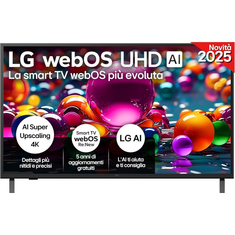 LG webOS UHD AI UA75 TV 50 pollici, Smart TV 4K Ultra HD, Processore α7 Gen8, webOS con AI, Filmmaker mode, HDR10, Gaming con VRR 4K@60Hz, Game Optimizer, Wi-Fi, 50UA75006LA 2025 - 50"