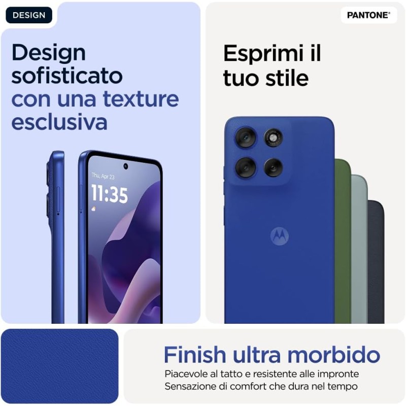 Motorola moto g56 5G 8/256GB, Fotocamera 50MP + sensore antisfarfallio, Display 6.72" FHD+ 120Hz, batteria 5200mAh, MediaTek Dimensity 7060, Android 15, PANTONE Dazzling Blue - 256GB PANTONE Dazzling Blue Motorola moto g56 5G 8/256GB, Fotocamera 50MP + sensore antisfarfallio, Display 6.72" FHD+ 120Hz, batteria 5200mAh, MediaTek Dimensity 7060, Android 15, PANTONE Dazzling Blue - 256GB PANTONE Dazzling Blue