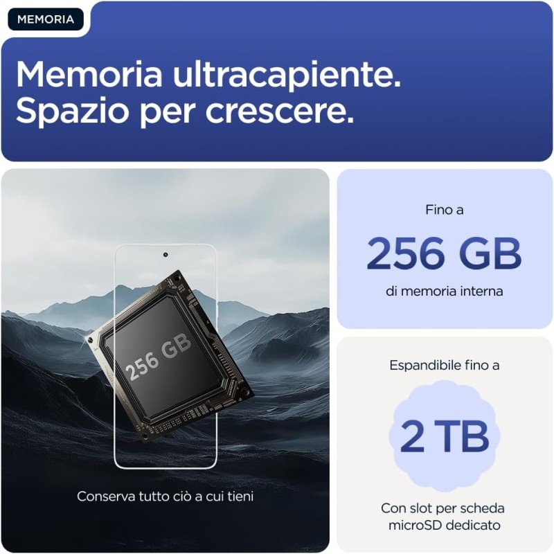 Motorola moto g56 5G 8/256GB, Fotocamera 50MP + sensore antisfarfallio, Display 6.72" FHD+ 120Hz, batteria 5200mAh, MediaTek Dimensity 7060, Android 15, PANTONE Dazzling Blue - 256GB PANTONE Dazzling Blue Motorola moto g56 5G 8/256GB, Fotocamera 50MP + sensore antisfarfallio, Display 6.72" FHD+ 120Hz, batteria 5200mAh, MediaTek Dimensity 7060, Android 15, PANTONE Dazzling Blue - 256GB PANTONE Dazzling Blue