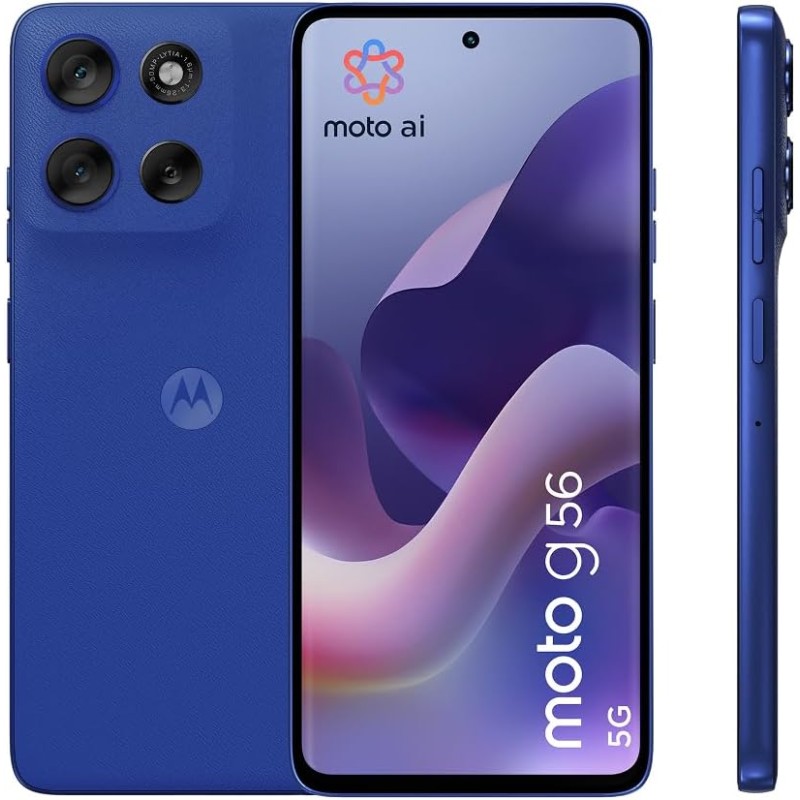 Motorola moto g56 5G 8/256GB, Fotocamera 50MP + sensore antisfarfallio, Display 6.72" FHD+ 120Hz, batteria 5200mAh, MediaTek Dimensity 7060, Android 15, PANTONE Dazzling Blue - 256GB PANTONE Dazzling Blue Motorola moto g56 5G 8/256GB, Fotocamera 50MP + sensore antisfarfallio, Display 6.72" FHD+ 120Hz, batteria 5200mAh, MediaTek Dimensity 7060, Android 15, PANTONE Dazzling Blue - 256GB PANTONE Dazzling Blue