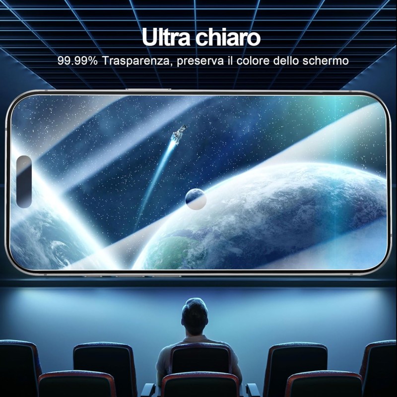 NEW'C 3 Pezzi, Vetro Temperato per iPhone 17 Pro Max, iPhone 16 Pro Max (6,9 pollici), Pellicola Prottetiva Anti Graffio - Ultra resistente - Trasparente HD - Strumento di installazione facile incluso - 17 Pro Max/16 Pro Max 6,9 pollici Trasparente