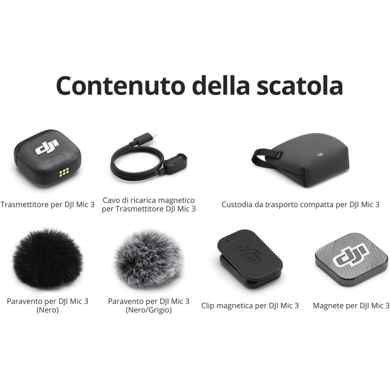 Trasmettitore per DJI Mic 3, mini mic wireless per iPhone/fotocamera/Android, leggero e intuitivo, microfono lavalier Trasmettitore per DJI Mic 3, mini mic wireless per iPhone/fotocamera/Android, leggero e intuitivo, microfono lavalier