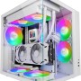 Mars Gaming MCV-ONE, Case Gaming ATX, Doppio Vetro Temperato Continuo, Ventola FRGB 12cm, Struttura a Doppia Camera, Semitorre PC Compatta, Supporto Raffreddamento a Liquido fino a 240mm, Bianco