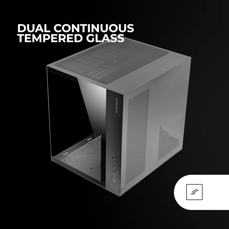 Mars Gaming MCV-ONE, Case Gaming ATX, Doppio Vetro Temperato Continuo, Ventola FRGB 12cm, Struttura a Doppia Camera, Semitorre PC Compatta, Supporto Raffreddamento a Liquido fino a 240mm, Nero Mars Gaming MCV-ONE, Case Gaming ATX, Doppio Vetro Temperato Continuo, Ventola FRGB 12cm, Struttura a Doppia Camera, Semitorre PC Compatta, Supporto Raffreddamento a Liquido fino a 240mm, Nero