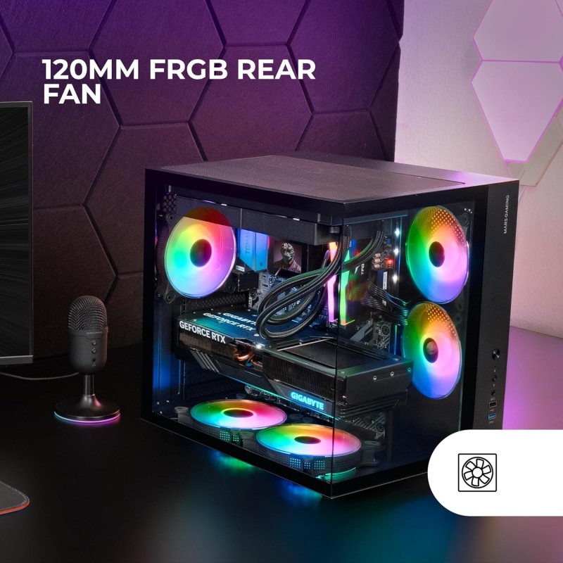 Mars Gaming MCV-ONE, Case Gaming ATX, Doppio Vetro Temperato Continuo, Ventola FRGB 12cm, Struttura a Doppia Camera, Semitorre PC Compatta, Supporto Raffreddamento a Liquido fino a 240mm, Nero Mars Gaming MCV-ONE, Case Gaming ATX, Doppio Vetro Temperato Continuo, Ventola FRGB 12cm, Struttura a Doppia Camera, Semitorre PC Compatta, Supporto Raffreddamento a Liquido fino a 240mm, Nero