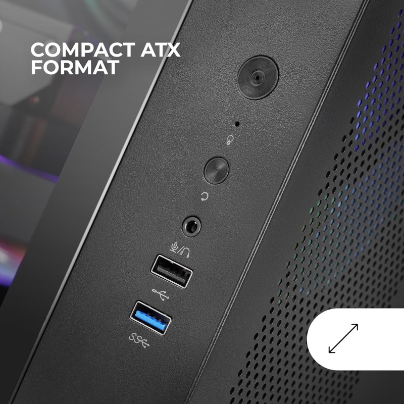 Mars Gaming MCV-ONE, Case Gaming ATX, Doppio Vetro Temperato Continuo, Ventola FRGB 12cm, Struttura a Doppia Camera, Semitorre PC Compatta, Supporto Raffreddamento a Liquido fino a 240mm, Nero Mars Gaming MCV-ONE, Case Gaming ATX, Doppio Vetro Temperato Continuo, Ventola FRGB 12cm, Struttura a Doppia Camera, Semitorre PC Compatta, Supporto Raffreddamento a Liquido fino a 240mm, Nero