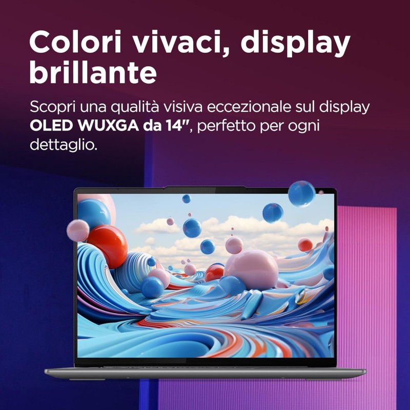 Lenovo Yoga Slim 7 AI Notebook - Display OLED 14" WUXGA (1920x1200), Intel Core Ultra 7 155H, RAM 32 GB, SSD 1 TB, Grafica integrata Intel Arc, Windows 11 Home - Luna Grey