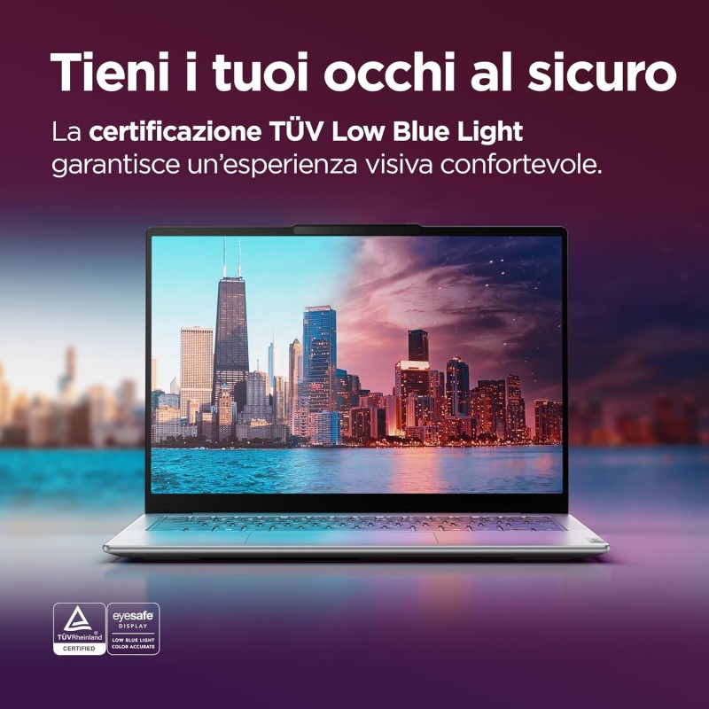 Lenovo Yoga Slim 7 AI Notebook - Display OLED 14" WUXGA (1920x1200), Intel Core Ultra 7 155H, RAM 32 GB, SSD 1 TB, Grafica integrata Intel Arc, Windows 11 Home - Luna Grey