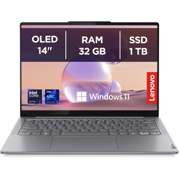 Lenovo Yoga Slim 7 AI Notebook - Display OLED 14" WUXGA (1920x1200), Intel Core Ultra 7 155H, RAM 32 GB, SSD 1 TB, Grafica integrata Intel Arc, Windows 11 Home - Luna Grey