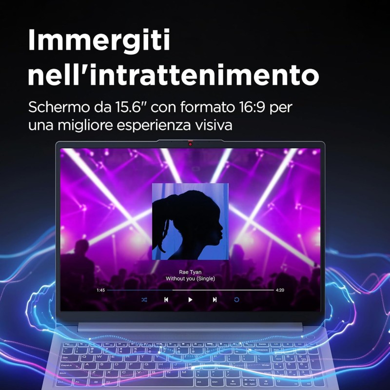 Lenovo IdeaPad Slim 3 Notebook, 15,6” FHD (1920x1080), Intel Core i5-13420H, RAM 16GB, 512GB SSD, Grafica Intel Integrata, WiFi 6, Bluetooth 5.2, Windows 11 Home - Arctic Grey - 16GB | 512GB