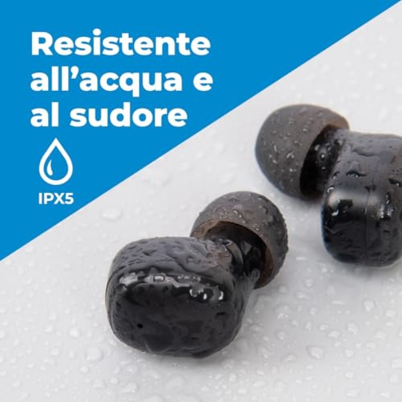 VulTech EP-30BK DRIP Cuffie Bluetooth 5.4, Auricolari Wireless In-Ear con Microfono, 14 Ore Totali, Controllo Touch, Ricarica USB-C, Controllo vocale Siri/Google, Suono Bilanciato, Android/iOS, nere - Drip BK