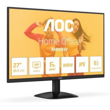 AOC Monitor Q27B35E da 27 pollici QHD, 75 Hz, IPS, 1 ms MPRT, sincronizzazione adattiva, HDR10, 2560 x 1440, HDMI 1x 1.4, DP 1x 1.4 Nero, 27 inch QHD IPS, No Altoparlanti - 27" QHD