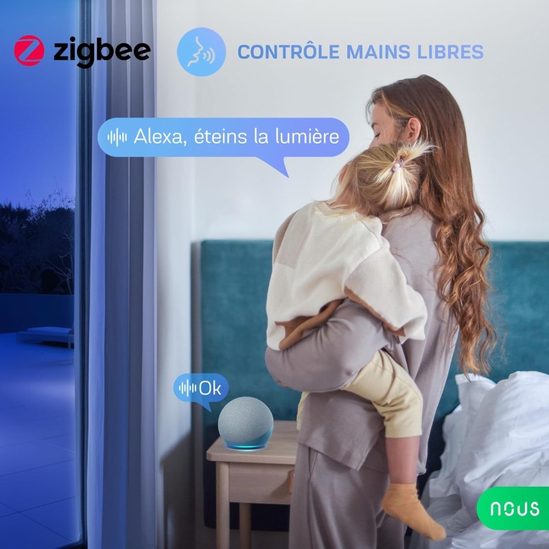 NOUS A7Z Presa Intelligente ZigBee con Monitoraggio Energia, 16A, Controllo App & Voce, Timer e Programmi, Compatibile con Alexa, Google Home, Home Assistant, Tuya, Richiede Hub ZigBee, 1 Pack - Pack of 1