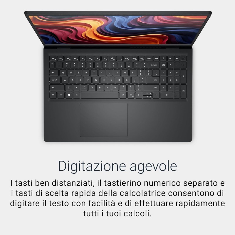 Dell 15 Laptop DC15255 15,6" FHD (1920 x 1080) 120Hz, AMD Ryzen 7 7730U, Grafica AMD Radeon, 16GB DDR4 RAM, 1TB SSD, Windows 11 Home, Tastiera Retroilluminata QWERTY – Nero Carbonio