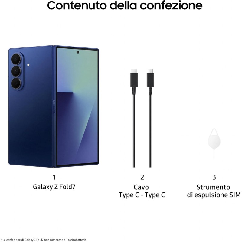 Samsung Galaxy Z Fold7 Smartphone AI pieghevole, 3 anni di Garanzia del produttore, RAM 12GB, 512GB, Display 6,5"/8", Camera 200MP, Batteria a lunga durata, Blue Shadow [Versione italiana] - 12GB + 512GB Blue Shadow