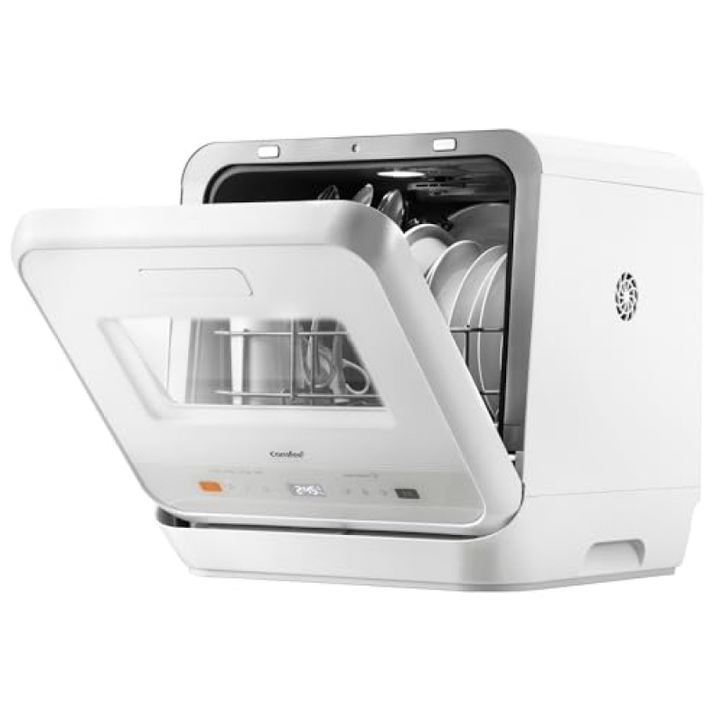 COMFEE' Mini Lavastoviglie CDWMTO201D(W) Piccola lavastoviglie da tavolo con serbatoio dell'acqua integrato da 5 l, lavaggio a vapore, stoccaggio ventilato, classe energetica D - Bianco