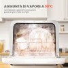 COMFEE' Mini Lavastoviglie CDWMTO201D(W) Piccola lavastoviglie da tavolo con serbatoio dell'acqua integrato da 5 l, lavaggio a vapore, stoccaggio ventilato, classe energetica D - Bianco